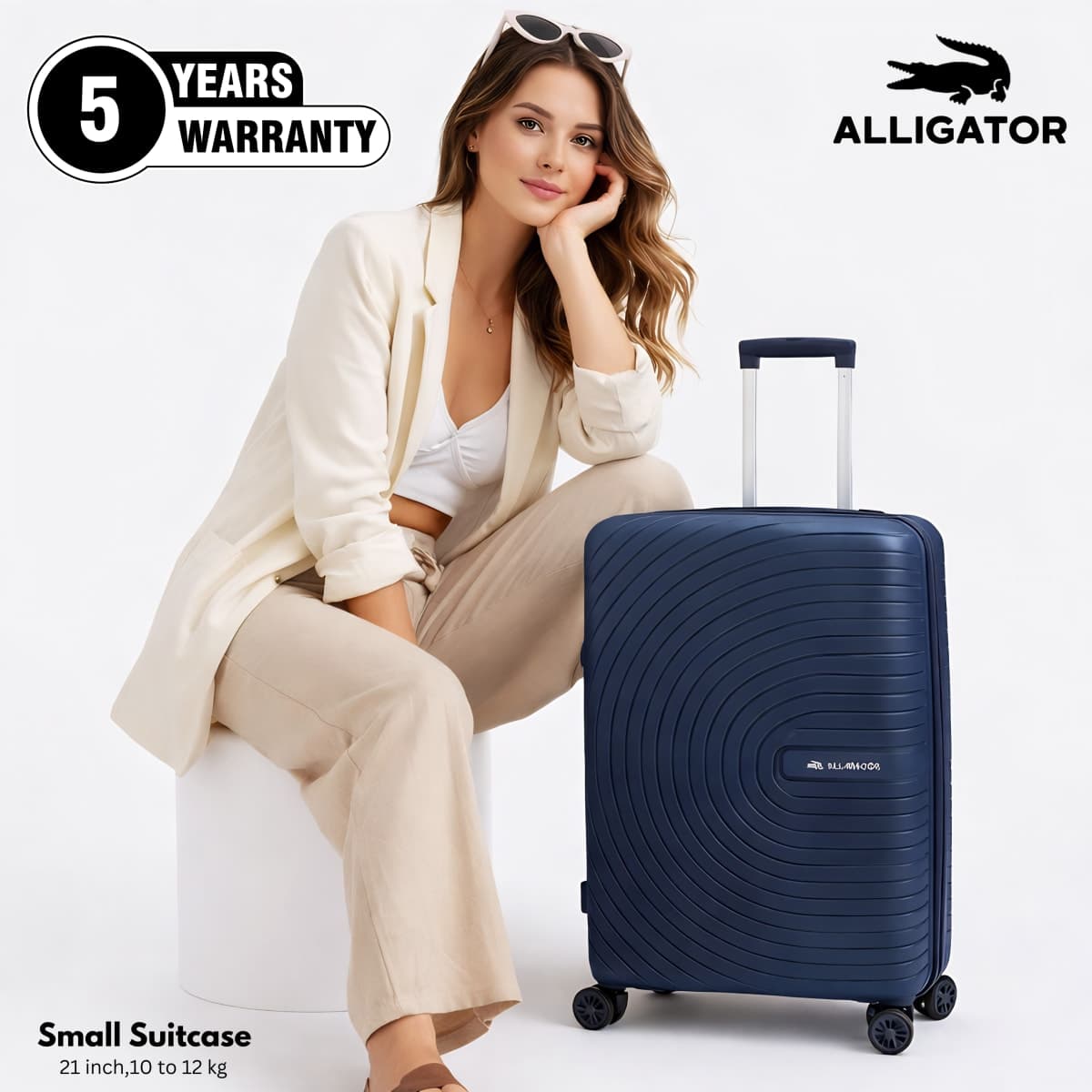 Alligator Luggage — Navy Blue view 1